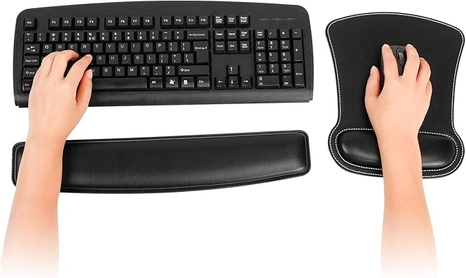 RICHEN Keyboard Wrist Rest Pad and Mouse Wrist Rest Support Mouse Pad Set, Sturdy & Comfortable & Lightweight for Easy Typing & Ergonomic Wrist Support (Black)