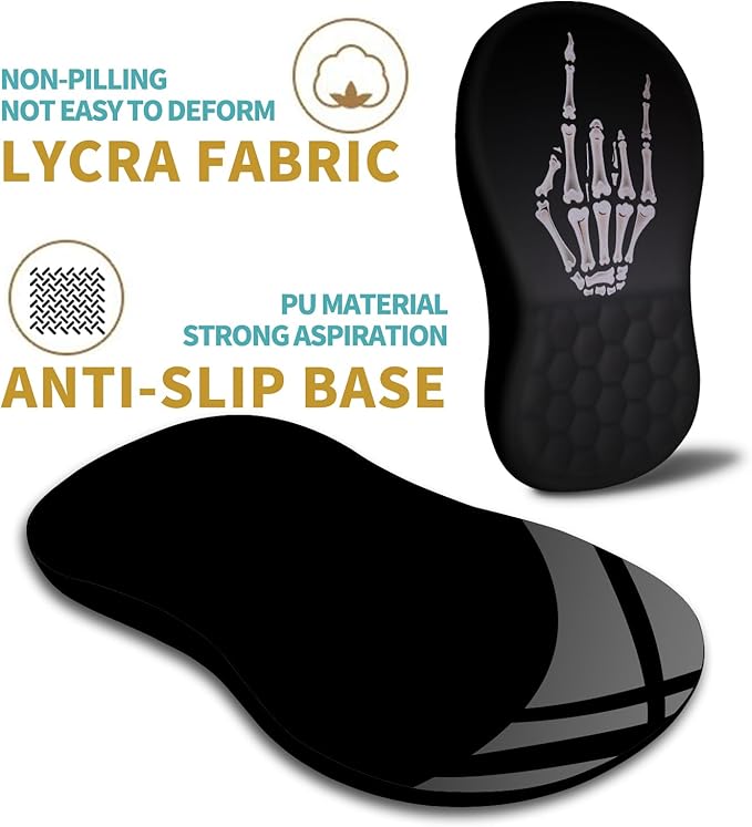 Hokafenle Ergonomic Mouse Pad Wrist Support with Massage Design, Wrist Rest Mousepad with Memory Foam&Non-Slip PU Base, Mouse Pads for Wireless Mouse & Desk (12x8 inch,Devil's Horn)