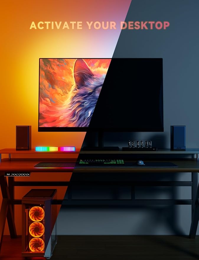 Soleil X6 LED Monitor Backlight for PC & Mac, Strip Light Sync to 24″-34″ Screens, Ambient Lighting for Games/Movies/Music, Dual USB Ports, Software Control with Built-in AI Function (For 32″ Monitor)