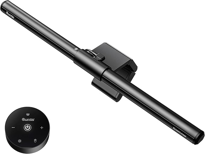 Quntis Monitor Light Bar with Remote, Fit for Curved Monitors/Camera Base, Eye-Care Computer Screen Light Bar, Auto-Dimming Dimmable Work Office Gaming Desk Lamp, Gray