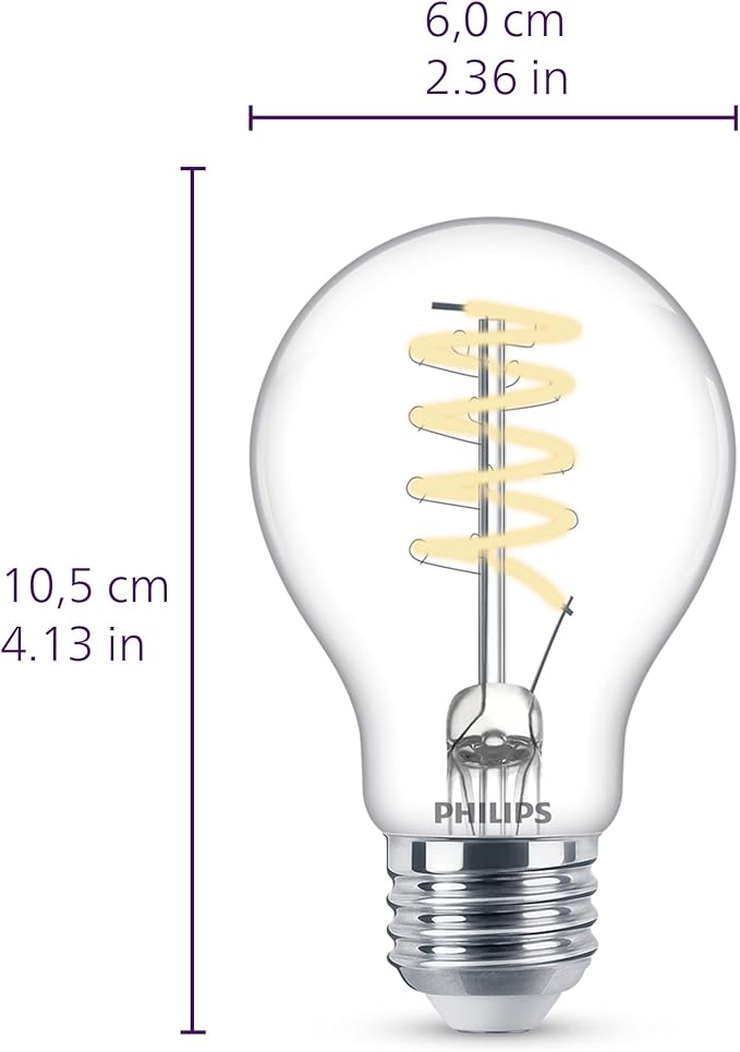 PHILIPS LED 40W A19 4-Pack Vintage Edison Soft White (2700K) 500 Lumen (5.5W = 40W) Dimmable Flicker-Free Light Bulbs