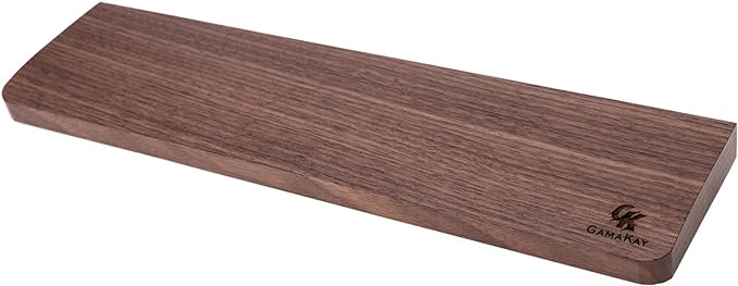 GK GAMAKAY Wooden Wrist Rest Pad, 11.93'' Compact Ergonomic Walnut Wood Hand Wrist Rest for 60 61 63 64 Keys Mechanical Keyboard, Non-Slip Palm Pad for Comfortable Typing and Playing (for 60%)