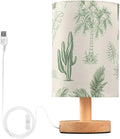 Tree LED Table Lamp, Bedside Lamp with Linen Lampshade, Flicker-Free Eye Care USB Plug in Nightstand Lamp, for Bedroom and Office
