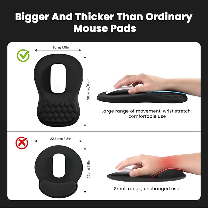EooCoo Ergonomic Mouse Pad with Wrist Rest, Massage Design Large Mousepad with Memory Foam Wrist Rest and Non-Slip PU Base, Dual-Slope Design for Carpal Tunnel Syndrome, Office Desk Accessories