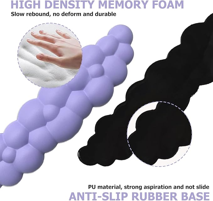 Ergonomic Keyboard Wrist Rest, Cloud Style, Purple, Memory Foam, PU Leather