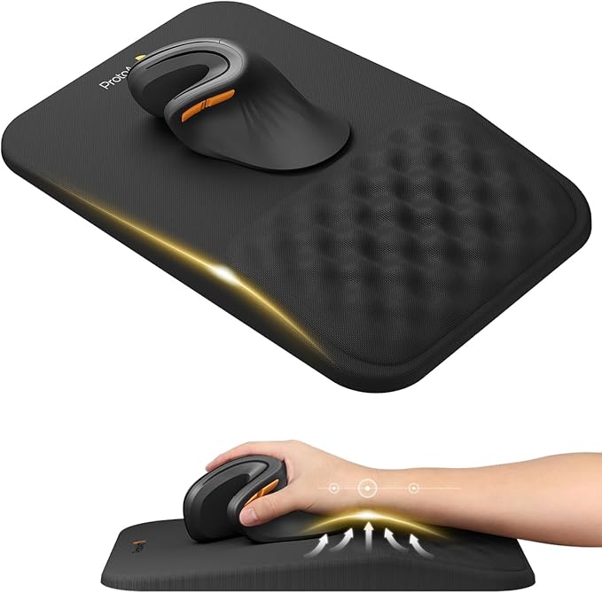 ProtoArc Ergonomic Mouse Pad with Wrist Rest, MP50 Mousepad with Massage Design, Soft Memory Foam and Non-Slip PU Base for Desk, Home, Office, 12x8 Inches, Black