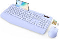 SABLUTE Wireless Keyboard and Mouse, Wrist Rest, Phone Holder, 2.4G Lag-Free Ergonomic Keyboards Mouse Combo, KM23D Silent Keyboards Set for Computer, Laptop, PC, Windows, Purple