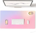 Colorful Star Large Mouse Pad Pink, Girly Desk Mat Aesthetic PU Leather Laptop Mat 31.5 x 15.7 in, Cute Mousepad & Large Desk Pad, Waterproof Non-Slip Desk Mat for Office Accessories Women& Girl