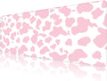 Extended Large Computer Gaming Mouse Pad Desk Mat(31.5×15.7 in),Desk Pad with Non-Slip Base and Stitched Edges,Suitable for Work Office Large Gaming Mouse Pad Desktop Pad-Pink Cow