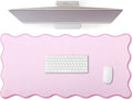 Scalloped Desk Mat Large Scalloped Piping Cute Desk Mat Aesthetic Preppy Table Pad Large Nonslip Pad with Edge Stitching Waterproof Gaming(Pink,31.5 x 15.75 Inches)