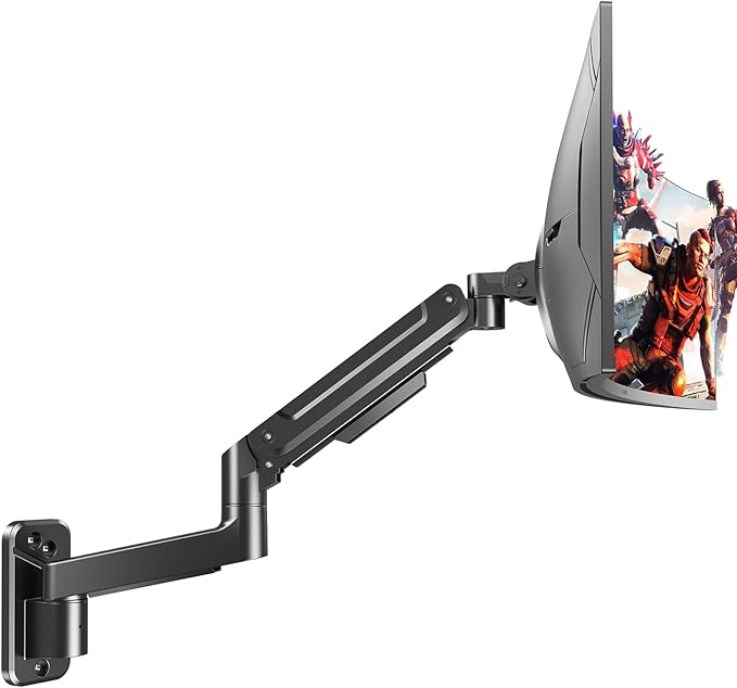 Monitor Wall Mount fits 22"-49" Ultrawide Flat & Curved Screens, Heavy Duty Single Monitor Wall Arm Holds 2.2 to 44 lbs, Full Motion Adjustable Wall Bracket, VESA Mount 75x75mm/100x100mm