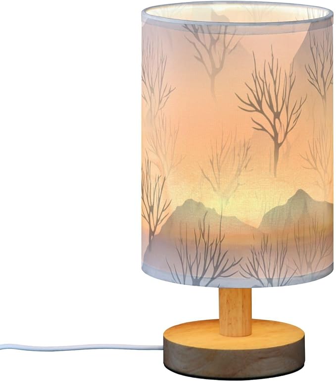 Blue Mountain LED Table Lamp, Bedside Lamp with Linen Lampshade, Flicker-Free Eye Care USB Plug in Nightstand Lamp, for Bedroom and Office