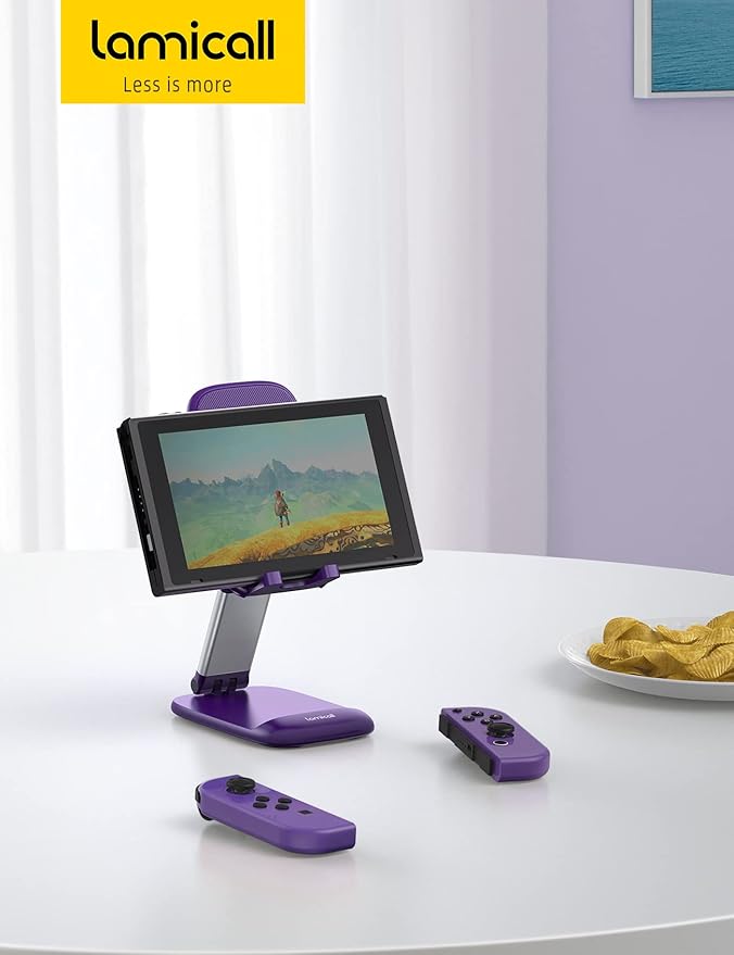 Lamicall Purple Phone Holder for Desk - Dark Purple Cellphone Stand Desk Accessories Desktop Office Must Have, Gifts for iPhone 17 16 15 14 13 Pro Max Mini, 12 11 XR X 8 7 6 Plus SE, 4-8'' Smartphone
