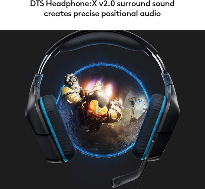 Logitech G432 Wired Gaming Headset, 7.1 Surround Sound, DTS Headphone:X 2.0, Flip-to-Mute Mic, PC (Leatherette) Black/Blue
