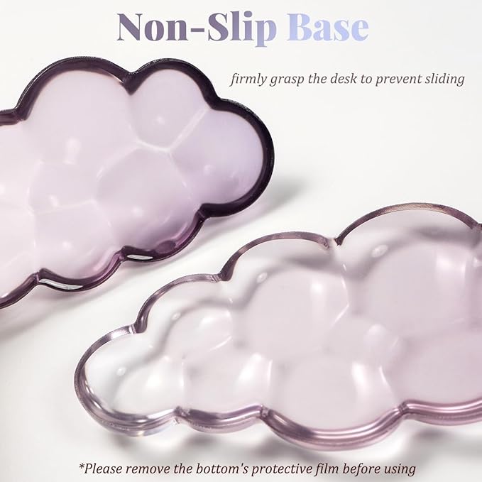 Gel Keyboard Wrist Rest Cloud Set, Clear Ergonomic Wrist Support and Arm Support Keyboard Rest for Typing Pain Relief, with Non-Slip Soft Washable Wrist Rest(Purple Grey)