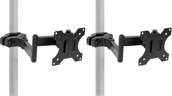 Mount-It! Universal Full Motion Steel Pole Mount with Articulating Arm and Removable VESA Plate for 17 to 32 Inch Monitors & TVs, VESA 75x75 & 100x100 Compatible, Black (MI-391) (Pack of 2)