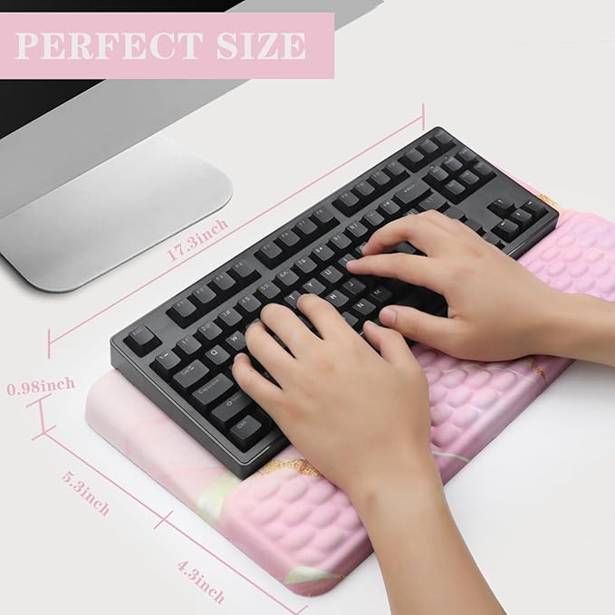Ergonomic Keyboard Stand with Wrist Rest, Computer Wrist Support Pad, Tilted Keyboard Riser Holder Lift Tray with Wrist Pad, Easy Typing, Comfy Soft Memory Foam Desk Cushion for Office Home