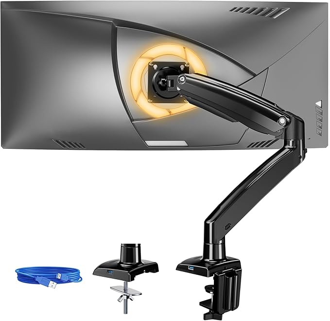 ErGear 13 to 49 inches Single Monitor Mount for Ultrawide Screens,Holds 26.5lbs,Heavy Duty Single Monitor Arm,Single Monitor Stand with Swivel,Tilt,Rotation for Home and Office,VESA 75/100mm