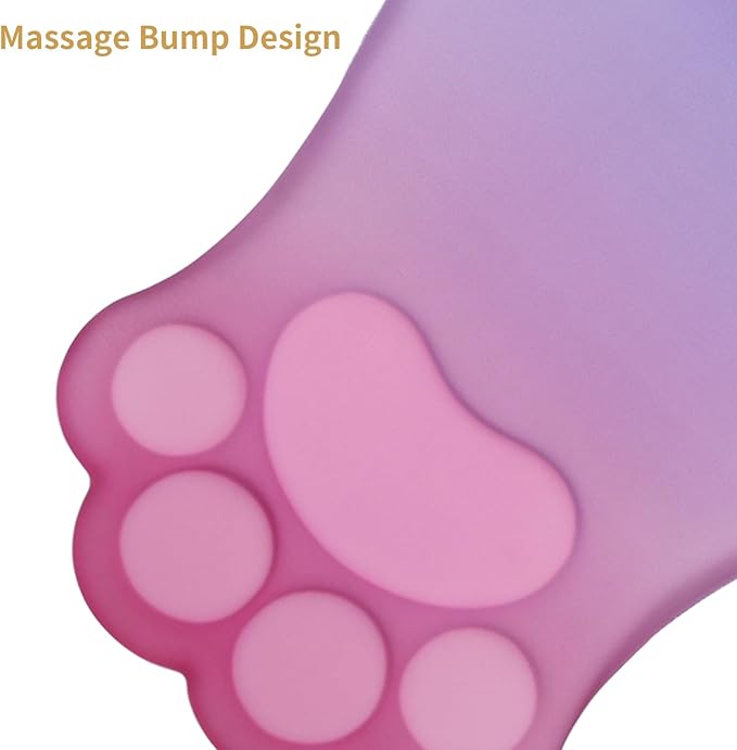 L-SPOUTTO Ergonomic Mouse Pad with Wrist Rest,Cute Cat Paw Mousepad Wrist Support,Comfortable Massage Design Computer Pain Relief Mouse Pad with Non-Slip PU Base for Desk Laptop Gaming,Pink&Purple