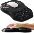 Ergonomic Slope Mouse Pad Wrist Support, Wrist Rest Mousepad for Carpal Tunnel with Massage Bulge and Slow Rebound Memory Foam (12x8 inch, Pink Blossom)