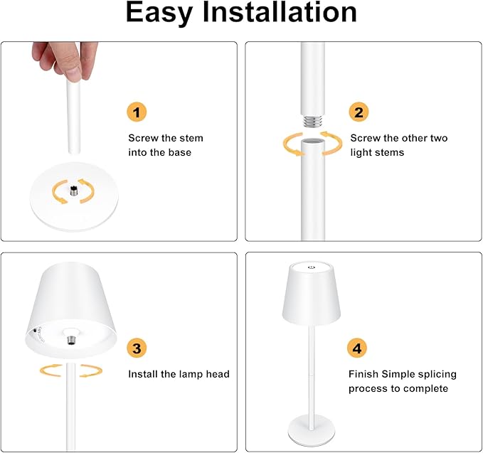 White Cordless Table Lamp 8-20 Inches Adjustable Height, 5000mAh Rechargeable Battery LED Desk Lamp, 3 Color Stepless Dimmable, Portable Waterproof Metal Table Light for Indoor/Outdoor