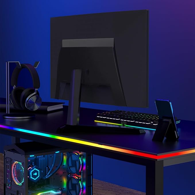 RGB Backlight LED Strip Light for PC & Mac, Sync with Screen Color or Music, Stick to the Edge of Your Desk, for Desk Gaming, USB Port, Software Control, 7.88ft / 2.4m