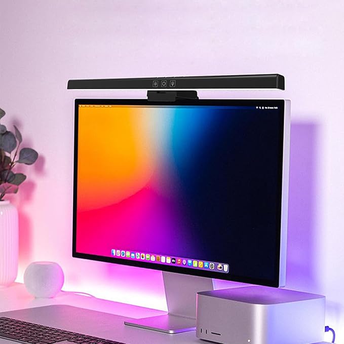 Meichoon Computer Monitor Light Bar with Wireless Remote Control Adjustable Brightness Touch Screen Control Eye Protection LE12 A