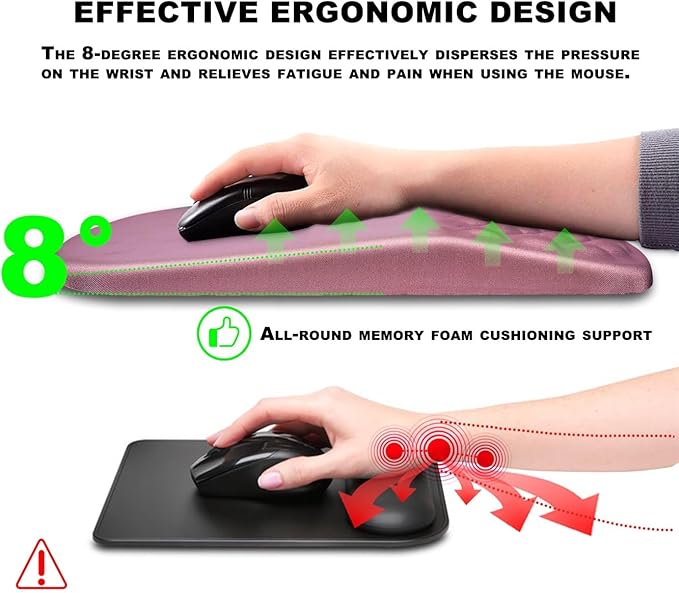Mouse Pad Wrist Support, Ergonomic Mouse Pad with Massage Dot, Comfortable Computer Mouse Pad for Laptop, Wrist Rest Mousepad with Non-Slip PU Base for Office & Home, 12 x 8 in