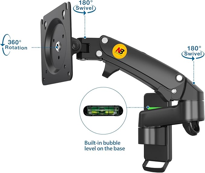 NB North Bayou TV Monitor Wall Mount Bracket Full Motion Articulating Swivel for 17-35" Monitors (Load Capacity from 6.6 to 26.4lbs) Double Extension F150