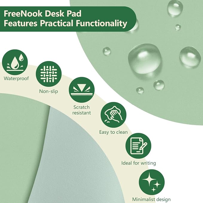 Green Desk Mat, 31.5"×15.7" Desk Matt for Desktop, Waterproof Keyboard Pad, Computer Mats for Desktop, Large Mouse Pad, Non-Slip Computer Mat for Office Home - Lake Green