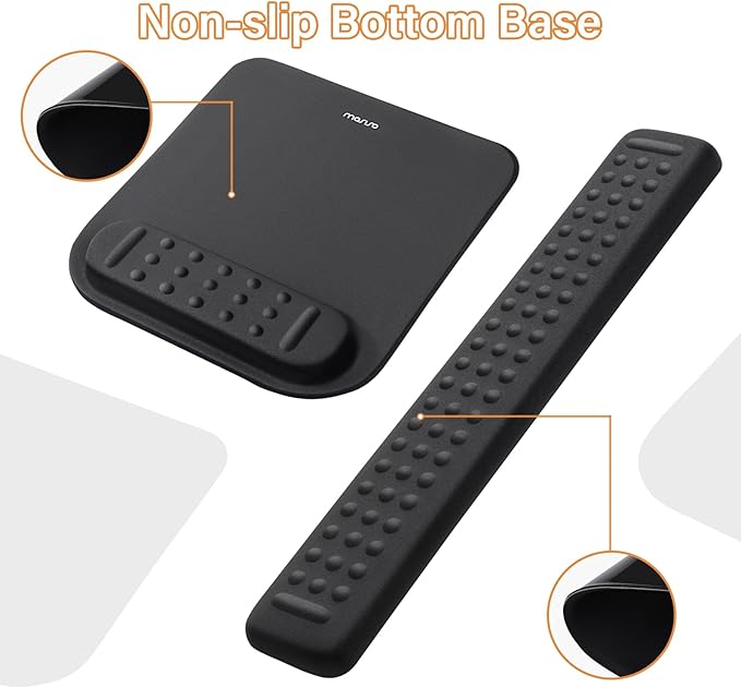 MOSISO Computer Keyboard Stand&Wrist Rest Support for Keyboard &Mouse Pad Set, Ergonomic Massage Wrist Rest Set, Easy Typing Working Acrylic Clear Stand for Office Home, Black