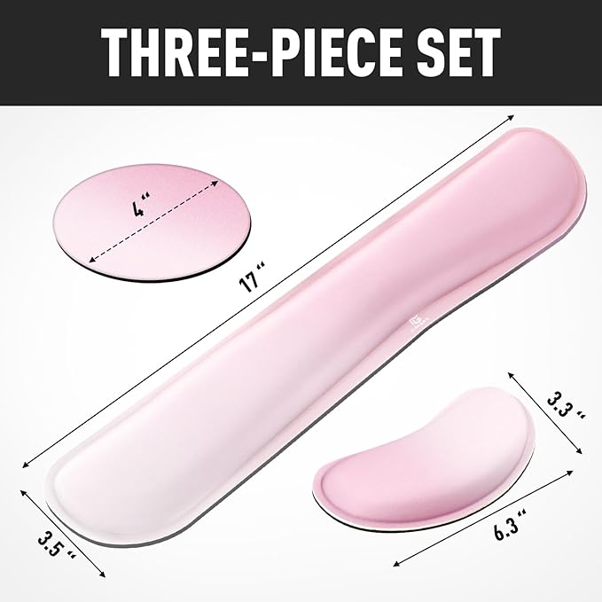 Gimars Upgrade Enlarge Silky Gel Memory Foam Keyboard Wrist Rest, Wrist Rest for Computer Keyboard, Ergonomic Mouse pad Rests for Typing, Wrist Support for Office, Gaming, Pink Gradient