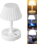 Table Lamp with USB Port and Outlet, Small Desk Lamp for Bedroom, 3-Colors Dimmable LED Lamps Eye Care Night Stand Lights, USB Charging Desk Lights for Home Office/Living Room