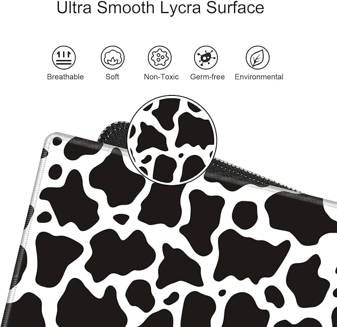 Gaming Mouse Pad Large Mousepad Cow Print Desk Mat XXL Big Desk Pad Rubber Base Computer Pad with Stitched Edges Mouse Mat for Work Game Home Office