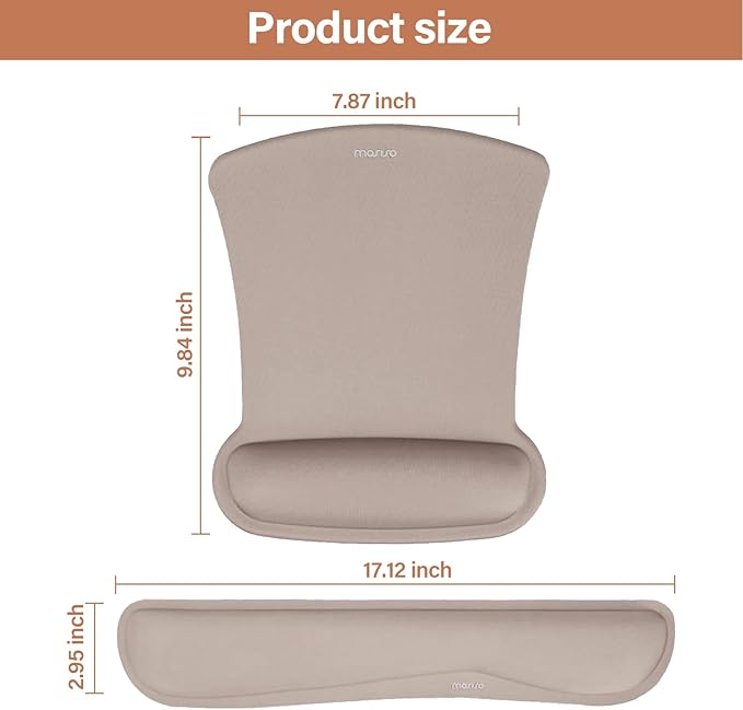 MOSISO Wrist Rest Support for Mouse Pad & Keyboard Set, Ergonomic Mousepad Non-Slip Base Home/Office Easy Typing Cushion with Neoprene Cloth & Raised Memory Foam, Taupe Brown