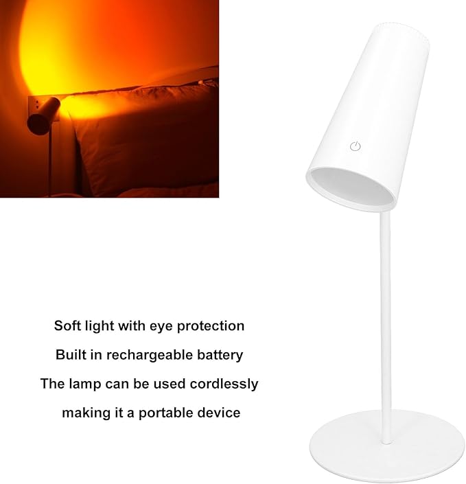 Desktop Lamp 3.7V 2.5W USB Rechargeable Cordless Mini Reading Lamp, Soft Eye Care Light for Bedroom Study Office - Adjustable Flexible Design, Flicker Free Illumination, Portable