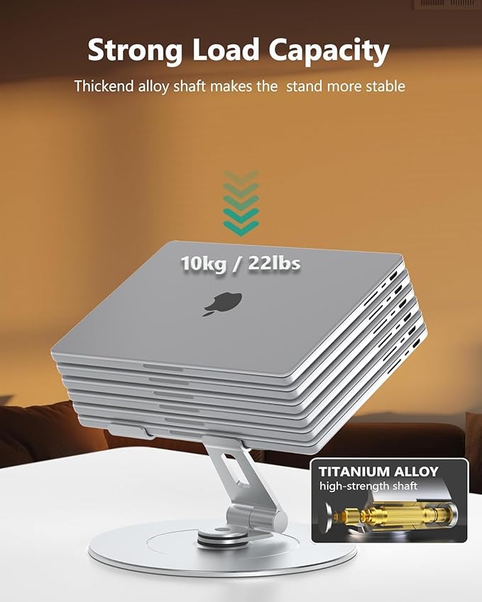 Laptop Stand with Phone Holder, Adjustable Laptop Stand, Aluminum Computer Mount Holder, Ergonomics Laptop Riser for Desk, Lectern Stand Fits MacBook, up to 17.3" All Notebooks Silver