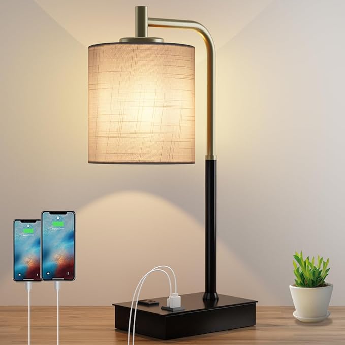 Mafeiyan Bedside Touch Lamps Decor Table Lamb with USB Port Outlet for bedrooms Living Room Touch Control Table Lamp 3-Way Dimmable Modern Bedside Nightstand Decor Lamb Gift for Sleep aid lamp