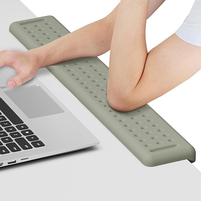 Leolee L-Shaped Desk Long Wrist Rest Elbow 60CM, Grey Memory Foam Arm Rest for Desk with Non-Slip Base, Ergonomic Desk Edge Cushion, Wrist Support for Computer Keyboard, Typing, Office, Home
