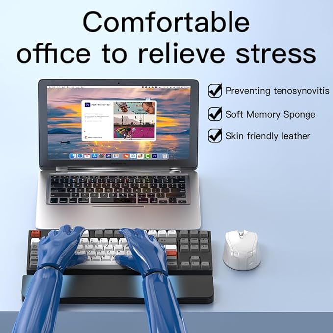 GK GAMAKAY 14.17'' Keyboard Wrist Rest Pad with Cleaning Tool Kit, ABS & Leather Hand Wrist Rest for 85% Mechanical Keyboard, Non-Slip Palm Pad for Comfortable Typing and Playing (Black-85%)