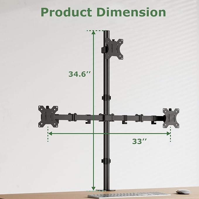 3 Monitor Desk Mount for 17 to 32 inch Screens, Fully Adjustable Triple Monitor Stand with Tilt,Swivel,Rotate, Each Arm Holds up 17.6 lbs,VESA Mount 75x75/100x100mm, Clamp & Grommet Kit