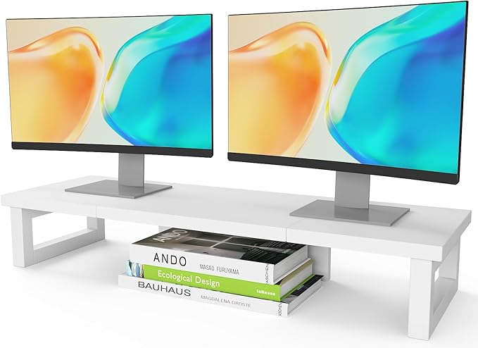 WESTREE Dual Monitor Stand Riser – Wood and Steel