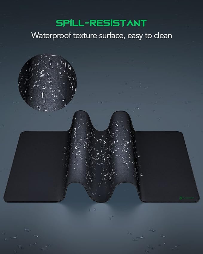 Black Shark Gaming Mouse Pad Desk Mat 47.2” x 23.6”, Oversized Large Mouse Pad, Non-Slip Mousepad, Super-Thick with Special-Textured Surface, Anti-Fray Stitched Edges, Desk Pad Manta P4