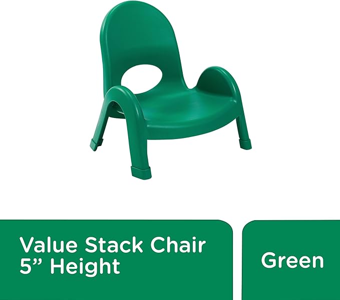 Angeles Value Stack 5" Child Chair, Shamrock Green, 4 Pack, Stackable Ergonomic Seating Solution for Classrooms and Homeschools
