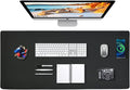 Desk Mat Wireless Charging Mouse Pad Large 32x16 Journey Desk Pad Mat with Wireless Charger Waterproof Black Leather Computer Mat with Phone Charger Mousepad Non-Slip for Keyboard and Mouse