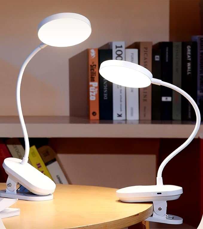 Clip On LED Reading Light, Book Light for Bedroom - 5W Dimmable Touch Control Desk Lamp with Flexible Gooseneck, 19 LED Eye-Caring Night Light, USB Rechargeable, Perfect for Headboard, Study, Office