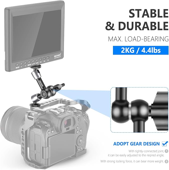 NEEWER 5.9"/15cm Adjustable Friction Magic Arm with 1/4" Screw on Both Ends, Compatible with SmallRig Cage, Flash/LED Light/Microphone/Monitor/SuperClip, Max Load 4.4lb/2kg, ST15