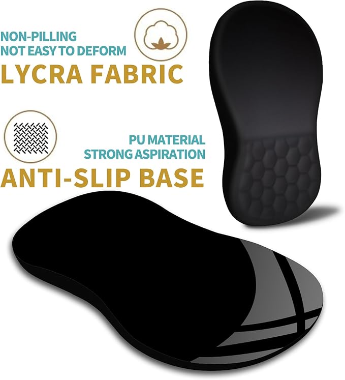 Hokafenle Ergonomic Mouse Pad Wrist Support with Massage Design, Wrist Rest Mousepad with Memory Foam&Non-Slip PU Base, Mouse Pads for Wireless Mouse & Desk (12x8 inch,Black)