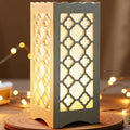 Bright Zeal 9" Tall LED Table Lamp with Flower Shaped Carving (Battery & USB Operated) - LED Desk Lamps Rechargeable with USB Charging Port - White Lamps Decorative Indoor Lights Lights
