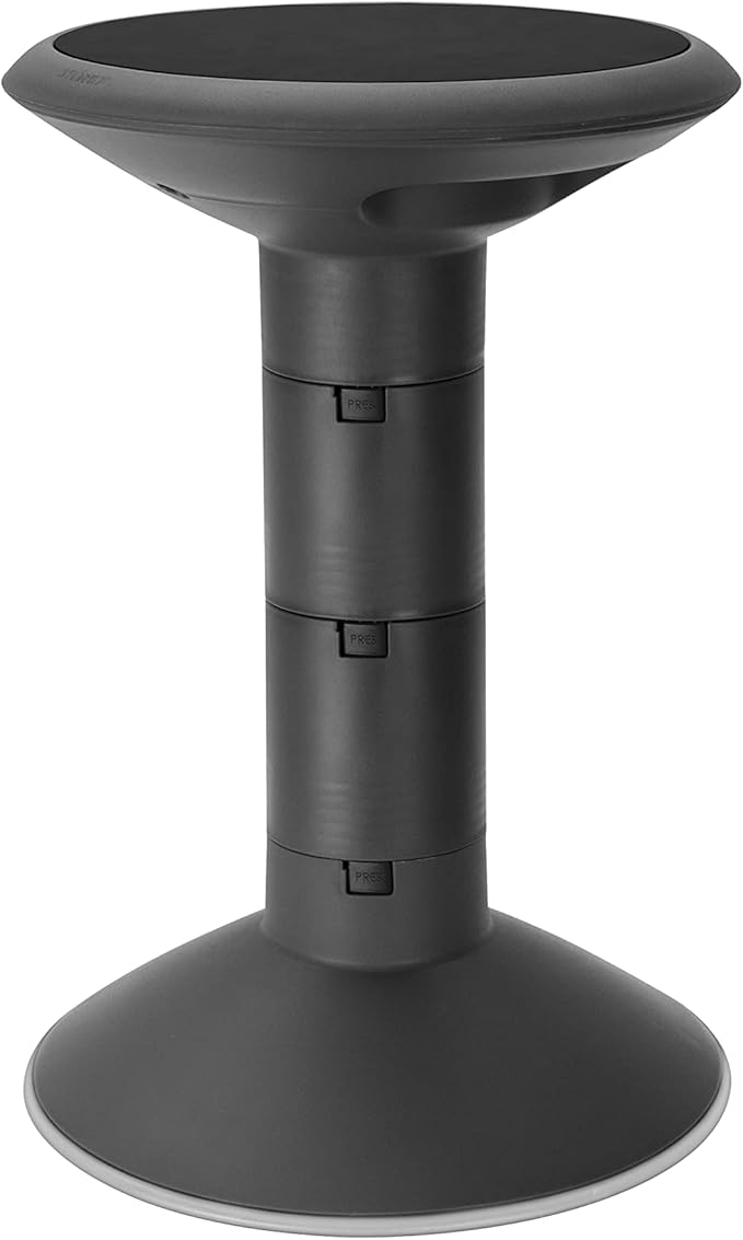 Storex Active Tilt Stool – Ergonomic Seating for Flexible Office Space and Standing Desks, Adjustable 12-24 Inch Height, Black (00320A01C)